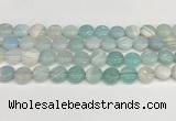 CAA4592 15.5 inches 12mm flat round banded agate beads wholesale