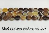 CAA4596 15.5 inches 14mm flat round banded agate beads wholesale