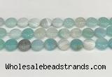 CAA4600 15.5 inches 14mm flat round banded agate beads wholesale