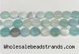 CAA4608 15.5 inches 16mm flat round banded agate beads wholesale