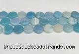 CAA4616 15.5 inches 18mm flat round banded agate beads wholesale