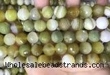 CAA5161 15.5 inches 14mm faceted round banded agate beads