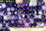 CAA5179 15.5 inches 8mm faceted round banded agate beads