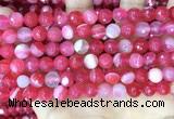 CAA5193 15.5 inches 8mm faceted round banded agate beads