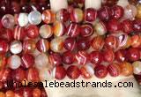 CAA5208 15.5 inches 10mm faceted round banded agate beads