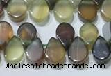 CAA5303 Top drilled 6*8mm flat teardrop line agate beads