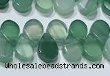 CAA5307 Top drilled 6*8mm flat teardrop line agate beads