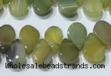 CAA5311 Top drilled 6*8mm flat teardrop line agate beads