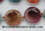 CAA543 15.5 inches 20mm flat round dyed madagascar agate beads