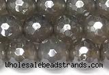 CAA5944 15 inches 8mm faceted round AB-color grey agate beads