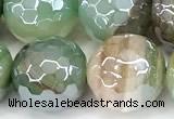 CAA5976 15 inches 12mm faceted round AB-color line agate beads