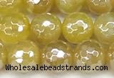 CAA5987 15 inches 6mm faceted round AB-color line agate beads