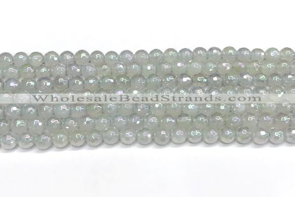 CAA6034 15 inches 6mm faceted round AB-color white agate beads