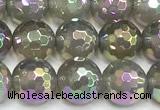 CAA6043 15 inches 8mm faceted round AB-color grey agate beads