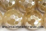 CAA6053 15 inches 12mm faceted round AB-color yellow agate beads