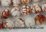 CAA723 15.5 inches 14mm faceted round fire crackle agate beads