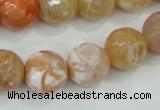 CAA727 15.5 inches 14mm faceted round fire crackle agate beads
