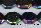 CAA862 15.5 inches 18*20mm octagonal AB-color black agate beads