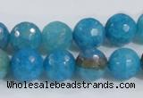 CAB655 15.5 inches 12mm faceted round fire crackle agate beads