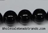 CAB728 15.5 inches 16mm round black agate gemstone beads wholesale