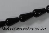CAB736 15.5 inches 8*14mm teardrop black agate gemstone beads