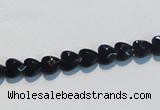 CAB824 15.5 inches 6*6mm faceted heart black agate gemstone beads