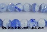 CAB973 15.5 inches 8mm faceted round fire crackle agate beads