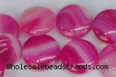 CAG1170 15.5 inches 18mm flat round line agate gemstone beads