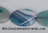 CAG1295 15.5 inches 20*30mm twisted oval line agate gemstone beads