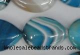 CAG1296 15.5 inches 22*30mm flat teardrop line agate gemstone beads