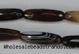 CAG1345 15.5 inches 10*30mm faceted rice line agate gemstone beads