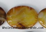 CAG1370 15.5 inches 30*40mm faceted oval line agate gemstone beads