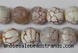 CAG1535 15.5 inches 12mm faceted round fire crackle agate beads