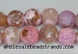 CAG1536 15.5 inches 12mm faceted round fire crackle agate beads