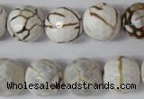 CAG1547 15.5 inches 14mm faceted round fire crackle agate beads