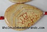CAG1585 15.5 inches 30*45mm flat teardrop fire crackle agate beads