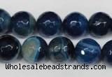 CAG2106 15.5 inches 12mm faceted round blue line agate beads