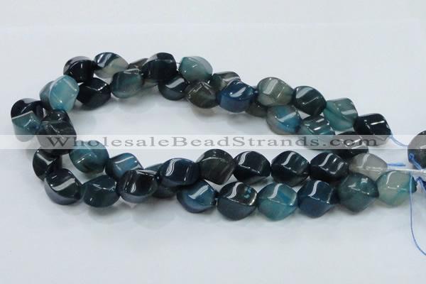 CAG220 15.5 inches 13*18mm twisted blue agate gemstone beads