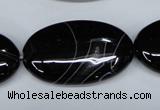 CAG3008 15.5 inches 20*35mm oval black line agate beads