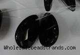 CAG3109 Top-drilled 18*25mm faceted flat teardrop black line agate beads