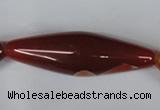 CAG3278 15.5 inches 20*60mm rice red line agate beads