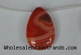 CAG3289 Top-drilled 20*30mm flat teardrop red line agate beads