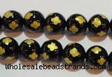 CAG3362 15.5 inches 8mm carved round black agate beads wholesale