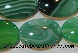 CAG3465 15.5 inches 22*30mm oval green line agate beads