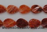 CAG4282 10*14mm faceted & twisted teardrop natural fire agate beads
