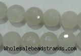CAG4351 15.5 inches 10mm faceted round white agate beads wholesale