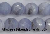 CAG4363 15.5 inches 10mm faceted round blue lace agate beads