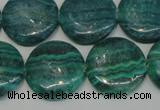 CAG4424 15.5 inches 20mm flat round dyed blue lace agate beads