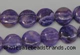 CAG4428 15.5 inches 12mm flat round dyed blue lace agate beads