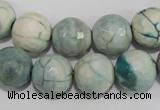 CAG4556 15.5 inches 14mm faceted round fire crackle agate beads